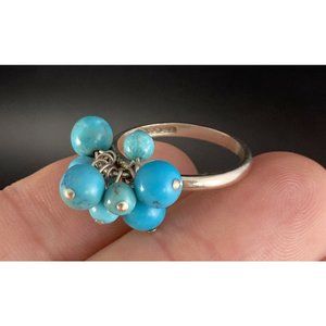 CCO 925 Turquoise Cluster Beaded Ring Size 8